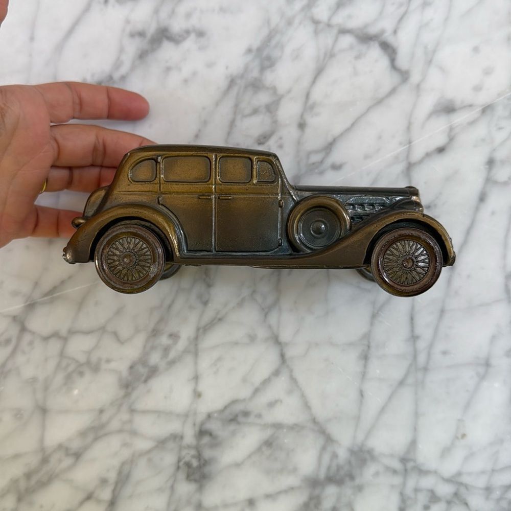 1937 PACKARD V12 Banthrico Bronze Coin Bank Vintage Automobile Car Chicago Metal